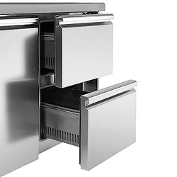 Stół chłodniczy PREMIUM - 1370x700 mm - 2 drzwi, 2 szuflady & panel tylny