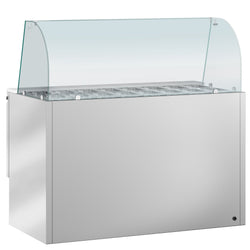 Stół Sałatkowy ECO - 1368 mm - 3 drzwi - dla 4x GN 1/1 - wysoka szklana nadstawka