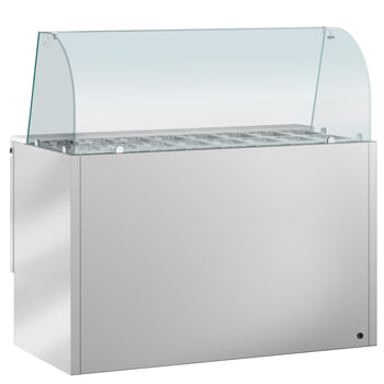 Stół Sałatkowy ECO - 1368 mm - 3 drzwi - dla 4x GN 1/1 - wysoka szklana nadstawka - Prime Gastro