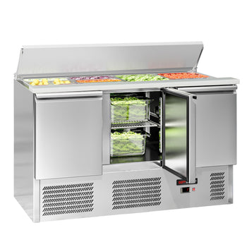 Stół Sałatkowy ECO - 1368 mm - 3 drzwi - Wlot na pojemniki GN - Prime Gastro