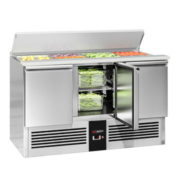 Stół Sałatkowy PREMIUM - 1368 mm - Wlot na pojemniki GN - 3 drzwi - Prime Gastro