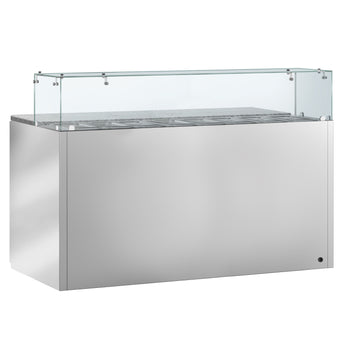 Stół Sałatkowy PREMIUM - 1368mm - szklana nadstawka dla 8x GN 1/6 - 3 szklane drzwi - Prime Gastro