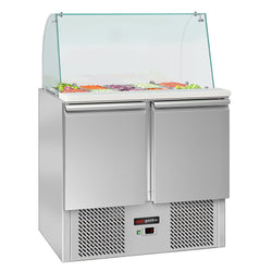 Stół Sałatkowy ECO - 900 mm - 2 drzwi - do 2x GN 1/1 i 3x GN 1/6 - wysoka szklana nadstawka