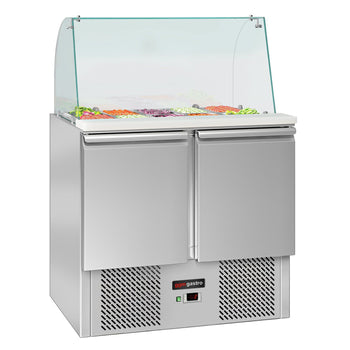 Stół Sałatkowy ECO - 900 mm - 2 drzwi - do 2x GN 1/1 i 3x GN 1/6 - wysoka szklana nadstawka - Prime Gastro