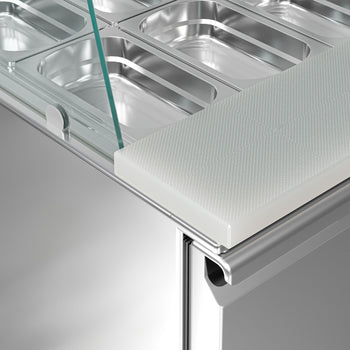 Stół Sałatkowy ECO - 1368 mm - 3 drzwi - dla 4x GN 1/1 - wysoka szklana nadstawka - Prime Gastro