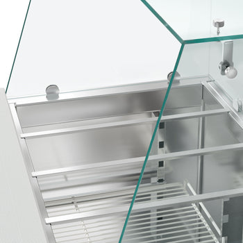 Stół Sałatkowy PREMIUM - 900 mm - wysoka szklana nadstawka - 2x GN 1/1 & 3x GN 1/6 - 2 szklane drzwi - Prime Gastro