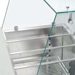 Stół Sałatkowy PREMIUM - 900 mm - wysoka szklana nadstawka - 2x GN 1/1 i 3x GN 1/6 - 2 drzwi