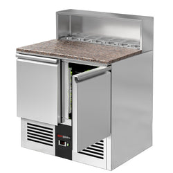 Stół Sałatkowy PREMIUM - 903 mm - nadstawka ze stali nierdzewnej dla 5x GN 1/6 - 2 drzwi