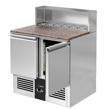 Stół Sałatkowy PREMIUM - 903 mm - nadstawka ze stali nierdzewnej dla 5x GN 1/6 - 2 drzwi - Prime Gastro