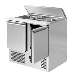 Stół Sałatkowy ECO - 903 mm - 2 drzwi - Wlot na pojemniki GN