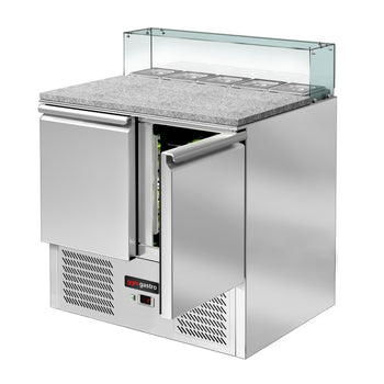 Stół sałatkowy ECO - 900 mm - 2 drzwi - dla 5x GN 1/6 - szklana nadstawka - Prime Gastro