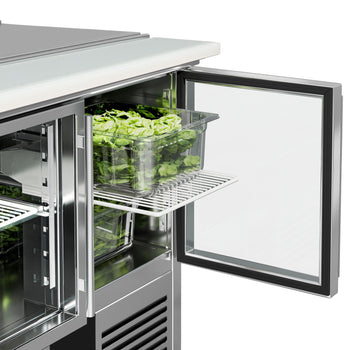 Stół Sałatkowy PREMIUM - 903 mm - Wlot na pojemniki GN - 2 szklane drzwi - Prime Gastro