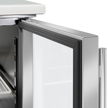 Saladette PREMIUM – 1370 mm – 3 szklane drzwi – z otworem na 4 pojemniki GN 1/1 i pokrywą ze stali nierdzewnej - Prime Gastro