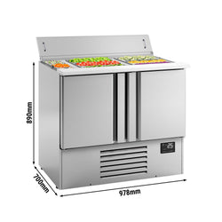 Stół sałatkowy Premium PLUS - 978 mm - 2 drzwi - Wlot na pojemniki GN