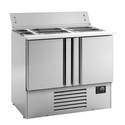 Stół sałatkowy Premium PLUS - 978 mm - 2 drzwi - Wlot na pojemniki GN