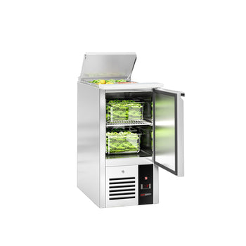 Stół Sałatkowy PREMIUM - 450 mm - Wlot na pojemniki GN - 1 drzwi - Prime Gastro