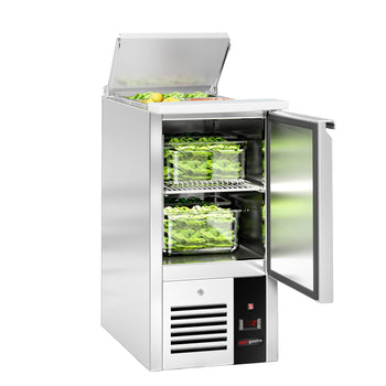 Stół Sałatkowy PREMIUM - 450 mm - Wlot na pojemniki GN - 1 drzwi - Prime Gastro