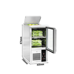 Stół Sałatkowy PREMIUM - 450 mm - Wlot na pojemniki GN - 1 szklane drzwi