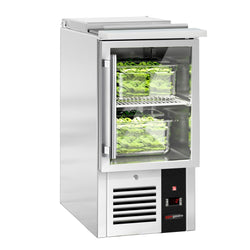 Stół Sałatkowy PREMIUM - 450 mm - Wlot na pojemniki GN - 1 szklane drzwi