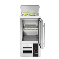 Stół Sałatkowy PREMIUM - 450 mm - Wlot na pojemniki GN - 1 szklane drzwi