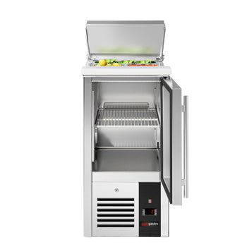 Stół Sałatkowy PREMIUM - 450 mm - Wlot na pojemniki GN - 1 szklane drzwi - Prime Gastro