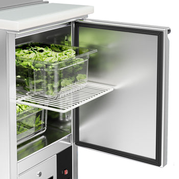 Stół Sałatkowy PREMIUM - 450 mm - Wlot na pojemniki GN - 1 drzwi - Prime Gastro