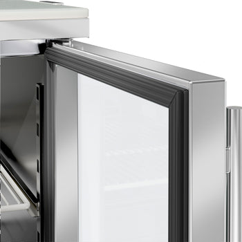 Stół Sałatkowy PREMIUM - 900 mm - dla 4x GN 1/3 - szklana pokrywa - 2 szklane drzwi - Prime Gastro