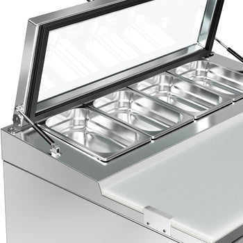 Stół Sałatkowy PREMIUM - 900 mm - dla 4x GN 1/3 - szklana pokrywa - 2 szklane drzwi - Prime Gastro