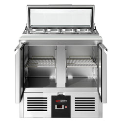 Stół Sałatkowy PREMIUM - 900 mm - 2 drzwi - dla 4x GN 1/3 - szklana pokrywa