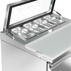 Stół Sałatkowy PREMIUM - 900 mm - 2 drzwi - dla 4x GN 1/3 - szklana pokrywa