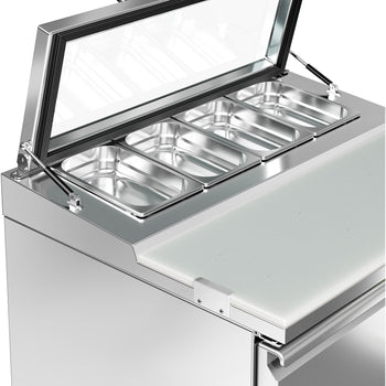 Stół Sałatkowy PREMIUM - 900 mm - 2 drzwi - dla 4x GN 1/3 - szklana pokrywa - Prime Gastro