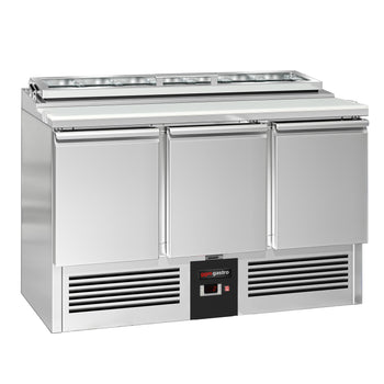 Stół Sałatkowy PREMIUM - 1365 mm - 3 drzwi - dla 7x GN 1/3 - szklana pokrywa - Prime Gastro