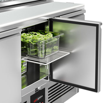 Stół Sałatkowy PREMIUM - 1365 mm - 3 drzwi - dla 7x GN 1/3 - szklana pokrywa - Prime Gastro