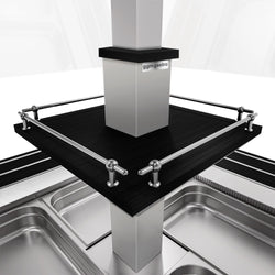 Bar sałatkowy DUBLIN - 1600 mm - z prostą szklaną pokrywą - na 4 pojemniki GN 1/1 - czarny