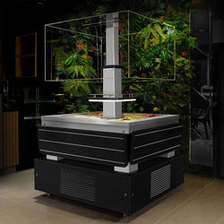 Bar sałatkowy DUBLIN - 1600 mm - z prostą szklaną pokrywą - na 4 pojemniki GN 1/1 - czarny