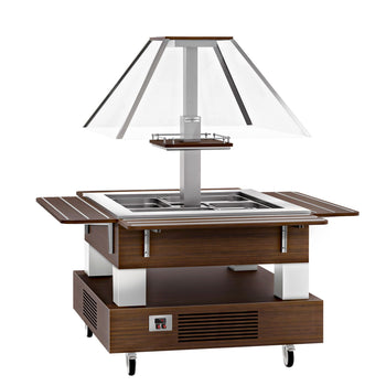 Bar sałatkowy bufet chłodniczy DUBLIN - 1700 mm - z pochyłą szklaną nadstawną - dla 4x GN 1/1 - Prime Gastro