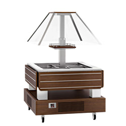 Bar sałatkowy bufet chłodniczy DUBLIN - 1700 mm - z pochyłą szklaną nadstawną - dla 4x GN 1/1