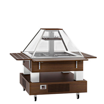 Bar sałatkowy bufet chłodniczy DUBLIN - 1700 mm - z pochyłą szklaną nadstawną - dla 4x GN 1/1 - Prime Gastro