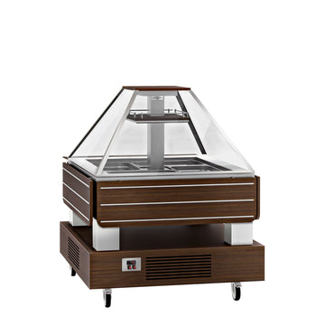 Bar sałatkowy bufet chłodniczy DUBLIN - 1700 mm - z pochyłą szklaną nadstawną - dla 4x GN 1/1 - Prime Gastro