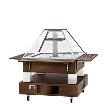 Bar sałatkowy bufet chłodniczy DUBLIN - 1700 mm - z pochyłą szklaną nadstawną - dla 4x GN 1/1 - Prime Gastro