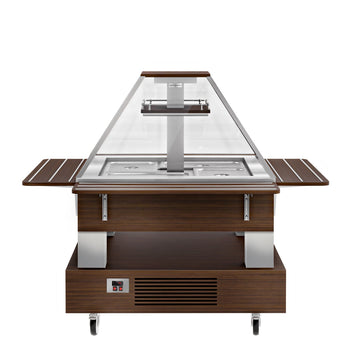 Bar sałatkowy bufet chłodniczy DUBLIN - 1700 mm - z pochyłą szklaną nadstawną - dla 4x GN 1/1 - Prime Gastro