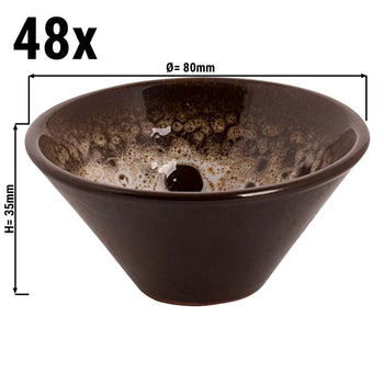 (48 sztuk) SABANA - Miska - Ø 8 cm 50 ml - Brązowy / biały - Prime Gastro