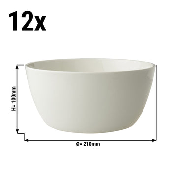 (12 szt.) LUX - Miska Maastricht - 2000 ml - Ø 21 cm - Kość słoniowa - Prime Gastro
