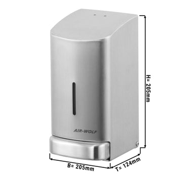 AIR-WOLF | Dozownik mydła & płynu dezynfekującego z przyciskiem - 800ml - stal nierdzewna - Prime Gastro