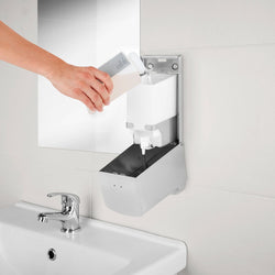 AIR - WOLF | Dozownik mydła & płynu dezynfekującego z przyciskiem - 800ml - stal nierdzewna