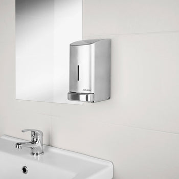 AIR-WOLF | Dozownik mydła & płynu dezynfekującego z przyciskiem - 800ml - stal nierdzewna - Prime Gastro