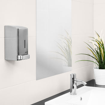 AIR-WOLF | Dozownik mydła & płynu dezynfekującego z przyciskiem - 800ml - stal nierdzewna - Prime Gastro