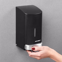 AIR - WOLF | Dozownik mydła & płynu dezynfekującego z przyciskiem - 800ml - Stal nierdzewna - Czarny