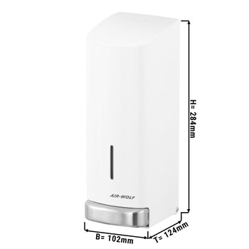 AIR-WOLF | Dozownik mydła & płynu dezynfekującego z przyciskiem - 1200ml - Stal nierdzewna - Biały - Prime Gastro