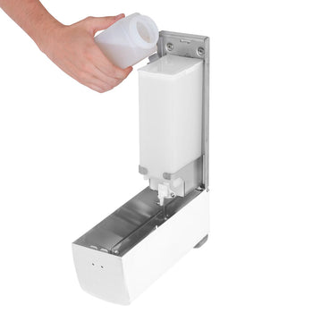 AIR-WOLF | Dozownik mydła & płynu dezynfekującego z przyciskiem - 1200ml - Stal nierdzewna - Biały - Prime Gastro